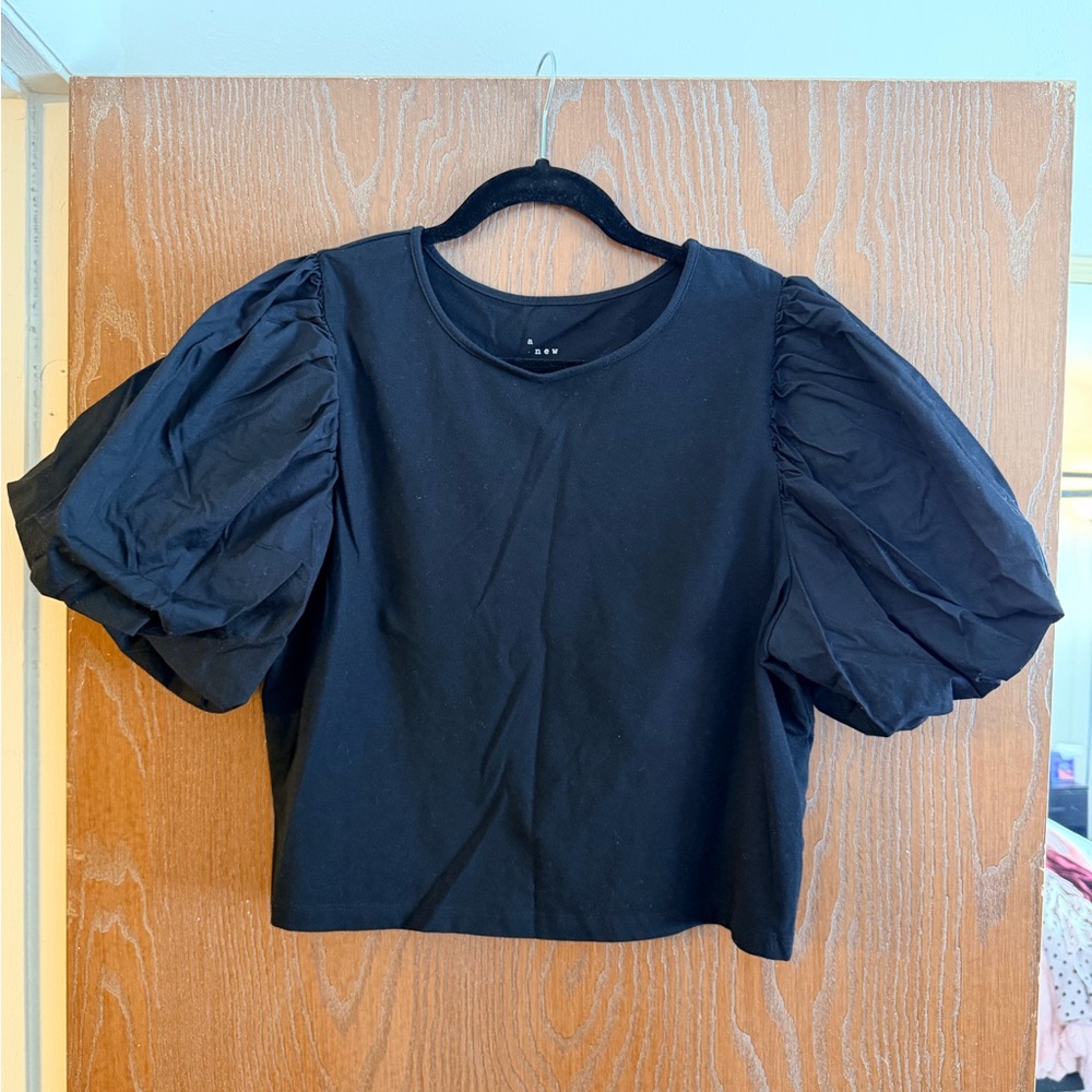 a new day Large Black Puff Sleeve Blouse